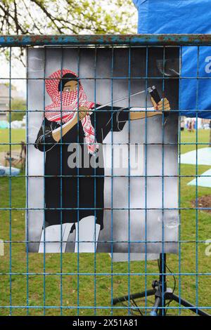 Encampment protest supporting the Palestine cause during the Israel-Hamas conflict in Toronto, Canada - May 5, 2024 Stock Photo