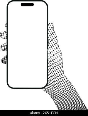 a phone in a hand on a transparent background in vector format Stock Vector