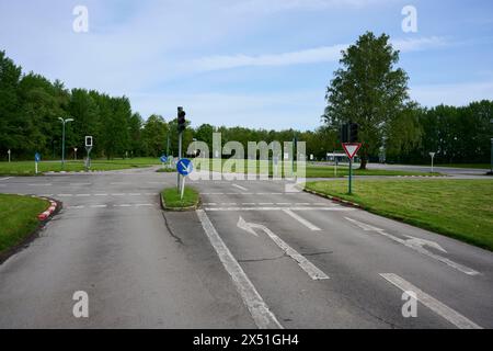 In Essen fand auf dem Verkehrsübungsplatz in Frillendorf ein Fahrsicherheitstraining für Motoradfahrer / innen statt. Organisiert wird dieses Training Stock Photo