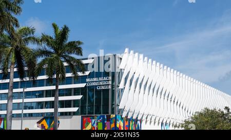 Miami, Florida - April 3, 2024: The Miami Beach Convention Center is the site of the annual South Florida Auto Show and many other popular conventions Stock Photo