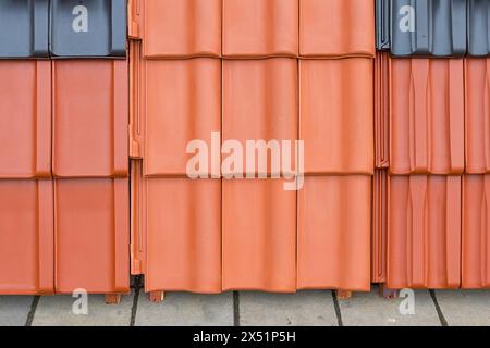 Orange ceramic roof tiles texture pattern background Stock Photo
