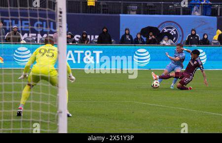 New York, USA. 05th May, 2024. Mitja Ilenic (35) of NYCFC shoots on goal and misses during MLS regular season game against Colorado Rapids at Citi Fields in New York on May 5, 2024. Colorado won 2 - 0. (Photo by Lev Radin/Sipa USA) Credit: Sipa USA/Alamy Live News Stock Photo