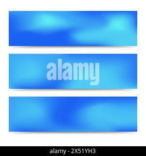 Smooth abstract blurred gradient blue banners set. Abstract Creative multicolored background. Vector illustration Stock Vector