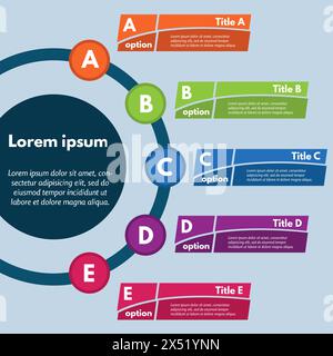 Five steps infographic design elements. Step by step infographic design template. Vector illustration Stock Vector