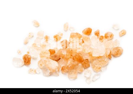 Himalayan pink salt on white background Stock Photo
