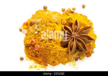 Various spices on white background Stock Photo