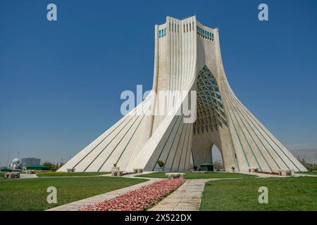 Tehran, Iran - April 9, 2024: Views of the Azadi Tower located in Azadi Square in Tehran, Iran. Stock Photo