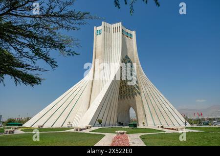 Tehran, Iran - April 9, 2024: Views of the Azadi Tower located in Azadi Square in Tehran, Iran. Stock Photo