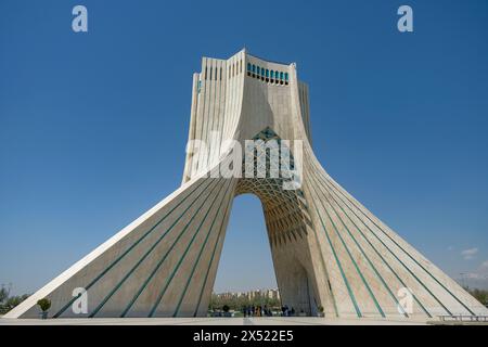 Tehran, Iran - April 9, 2024: Views of the Azadi Tower located in Azadi Square in Tehran, Iran. Stock Photo