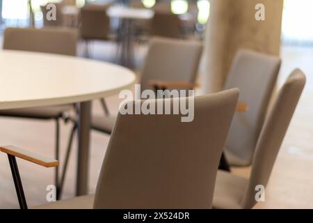 restaurant interior with round table and chairs Stock Photo