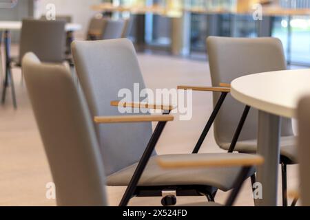 restaurant interior with round table and chairs Stock Photo