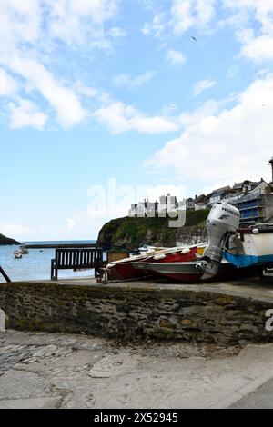 Harbour of Port Issac Fishermans Village Cornwall England uk Stock Photo