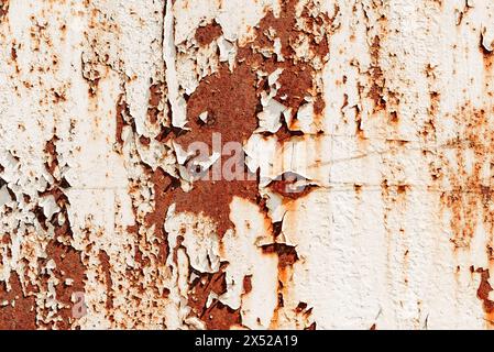Texture of old rusty metal with scratches and mother-in-law. Abstract grunge metal texture with traces of multi-colored paint Stock Photo