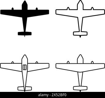 Twin engine Airplane icon symbol set. Vector illustration Stock Vector