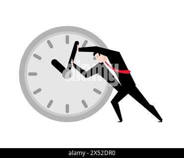 Businessman Stop time concept. Deadline Vector illustration Stock Vector