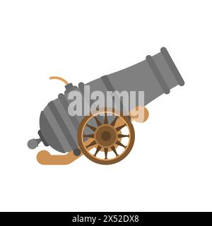 Ancient cannon isolated. Cannon with gun carriagel. Carriage gun Stock Vector