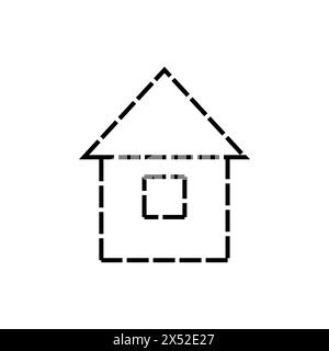 House drawn with dashed lines. House project. Future housing Stock Vector