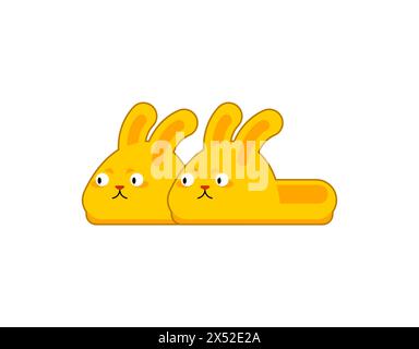 House rabbit slippers isolated. House shoes rabbits. Vector illustration Stock Vector