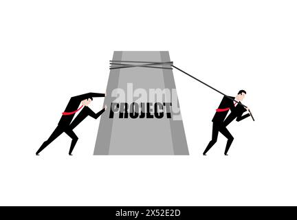 Businessman pulling Project. Man pulls Project Stock Vector