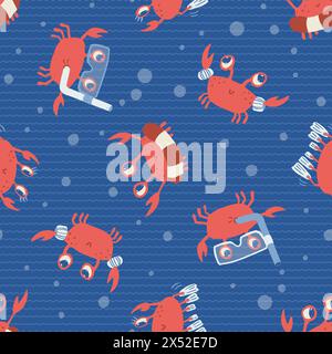 Seamless pattern with cute cartoon crabs Stock Vector Image & Art - Alamy
