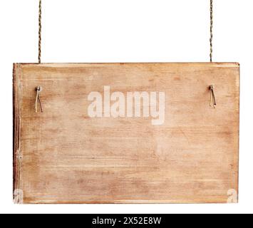 Old wooden board isolated on white background. Stock Photo