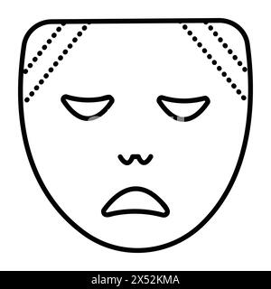 Sad theatrical facial mask, black line icon of an pessimist, simple vector sign Stock Vector
