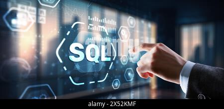 SQL Structured Query Language. Technology concept. Icon virtual screen Stock Photo
