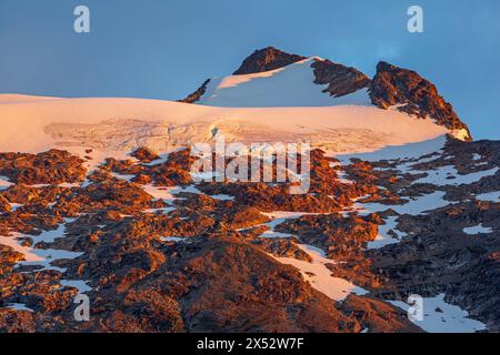 Sunrise on mountain, Darwin sound,  Beagle Channel, Tierra del Fuego, Chile, South America Stock Photo