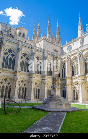 BURGOS, SPAIN - JUNE 8, 2014: Cloister of the Gothic cathedral of Burgos, Castile and Leon, Spain Stock Photo