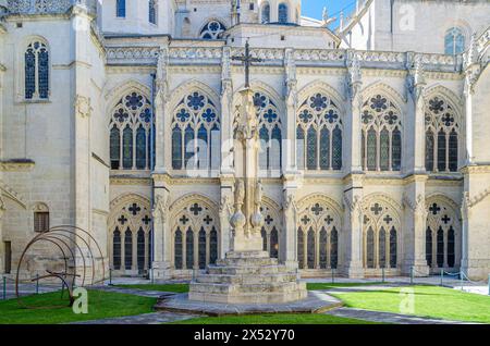 BURGOS, SPAIN - JUNE 8, 2014: Cloister of the Gothic cathedral of Burgos, Castile and Leon, Spain Stock Photo