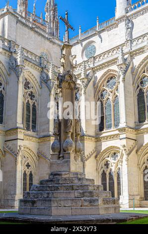 BURGOS, SPAIN - JUNE 8, 2014: Cloister of the Gothic cathedral of Burgos, Castile and Leon, Spain Stock Photo