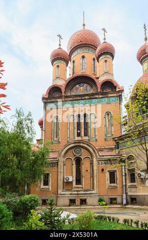 Onion domed St. Nicholas Russian Church in central Bucharest, capital city of Romania, central Europe Stock Photo