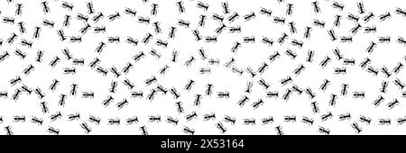 Ant trail seamless pattern. Insect invasion concept. Stock Vector