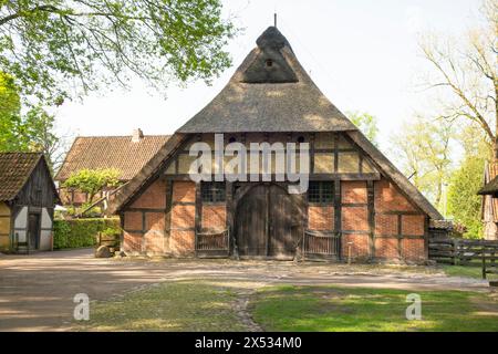 Half-timbered house, Ammerland farmhouse, open-air museum, place of interest, Bad Zwischenahn, Germany Stock Photo