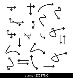 Collection of directional arrows. Guidance and navigation concepts. Diverse motion indicators. Vector illustration. EPS 10. Stock Vector