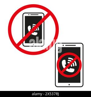 Mobile phone with muted call symbol. No phone calls allowed icon. Silent mode and communication restriction. Vector illustration. EPS 10. Stock Vector