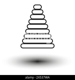 Stacked circles design. Graduated sizes. Monochrome vector. Minimalist style. Stock Vector