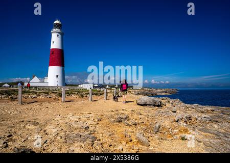 The Portland Bill Lighthouse completed in 1906 on a sunny spring day, Portland, Dorset, England. Stock Photo