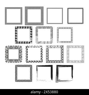Assorted decorative frames vector set. Collection of various border designs. Stock Vector