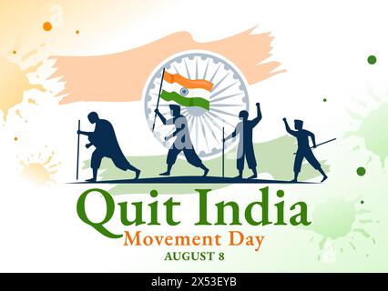 Quit India Movement Day Vector Illustration on 8 August with Indian ...