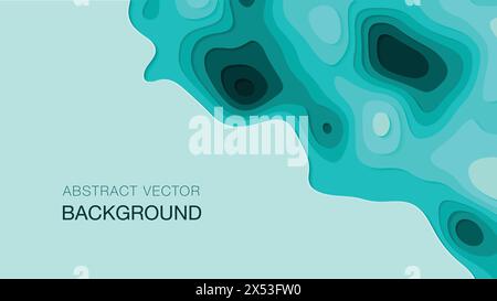 Banner with 3D paper cut shapes abstract background layout for business presentations, flyers, posters, and invitations. Lower left copy space included Stock Vector