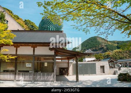 Fukuoka, Japan - April 10, 2024 : Nanzoin Temple reclining buddha statue Stock Photo