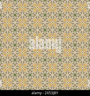 Vintage tiled pattern, floral decorative background. wallpaper vector Stock Vector