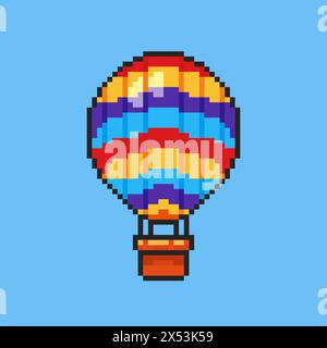 Colorful Hot Air Balloon Pixel Art. Vector illustration design, perfect for game assets themed designs Stock Vector