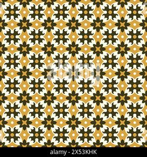 Vintage seamless pattern vintage ceramic tile design with floral Stock Vector