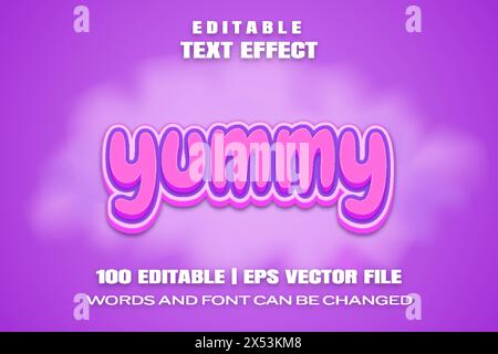 Editable text effects yummy , words and font can be changed Stock Vector