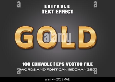 Editable text effects Gold , words and font can be changed Stock Vector