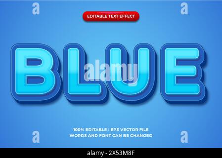 Editable text effects Blue , words and font can be changed Stock Vector