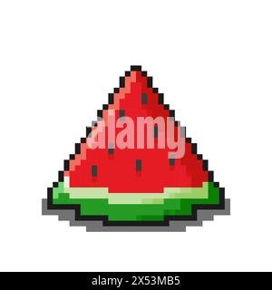 Watermelon pixel art. Vector illustration design, perfect for game assets themed designs Stock Vector