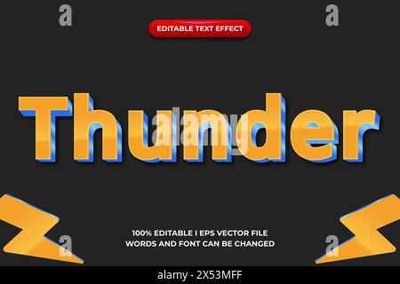 Editable text effects Thunder , words and font can be changed Stock Vector